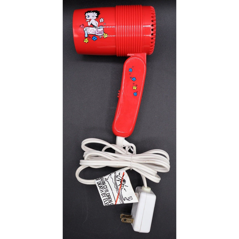 Vintage Betty Boop RED Hair Dryer 2 speed 1600 Watts 2 Settings 1997‎ -RARE